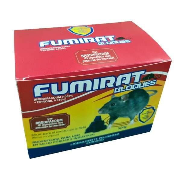 FUMIRAT BLOQUE - CAJA X  500 GR (Brodifacoum al 0.5 %) - Raticida - Imagen 2