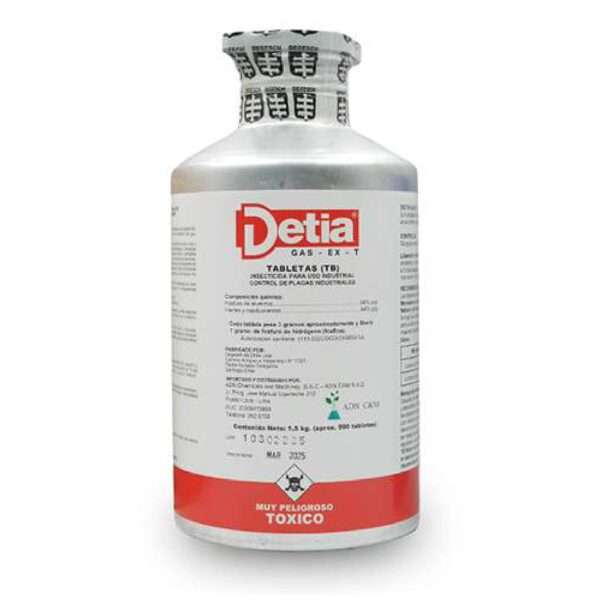 DETIA GAS X 500 TABLETAS / INSECTICIDA - ACARICIDA FUMIGANTE  / Generador de fosfuro de hidrógeno (fosfina)